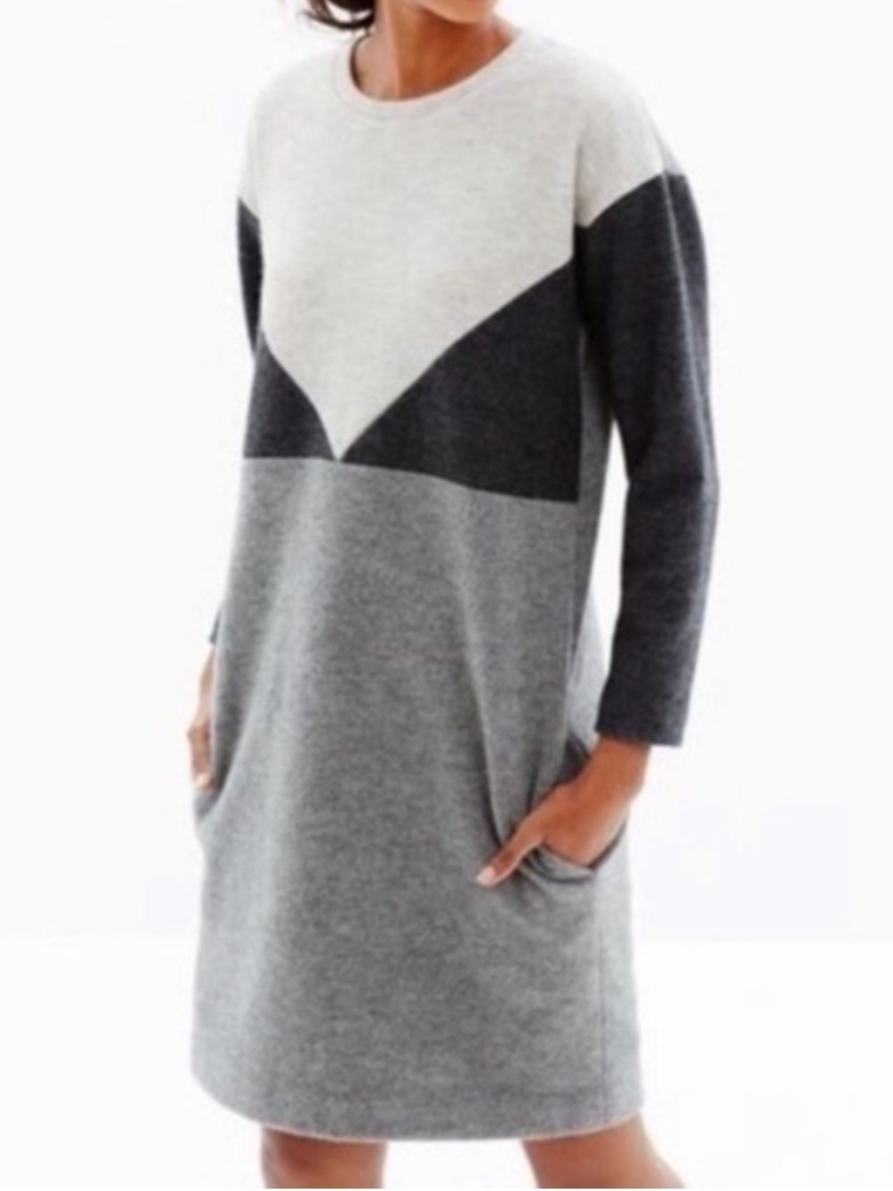MADEWELL Geotilt Color Block Wool Blend Shift Dress Size Medium